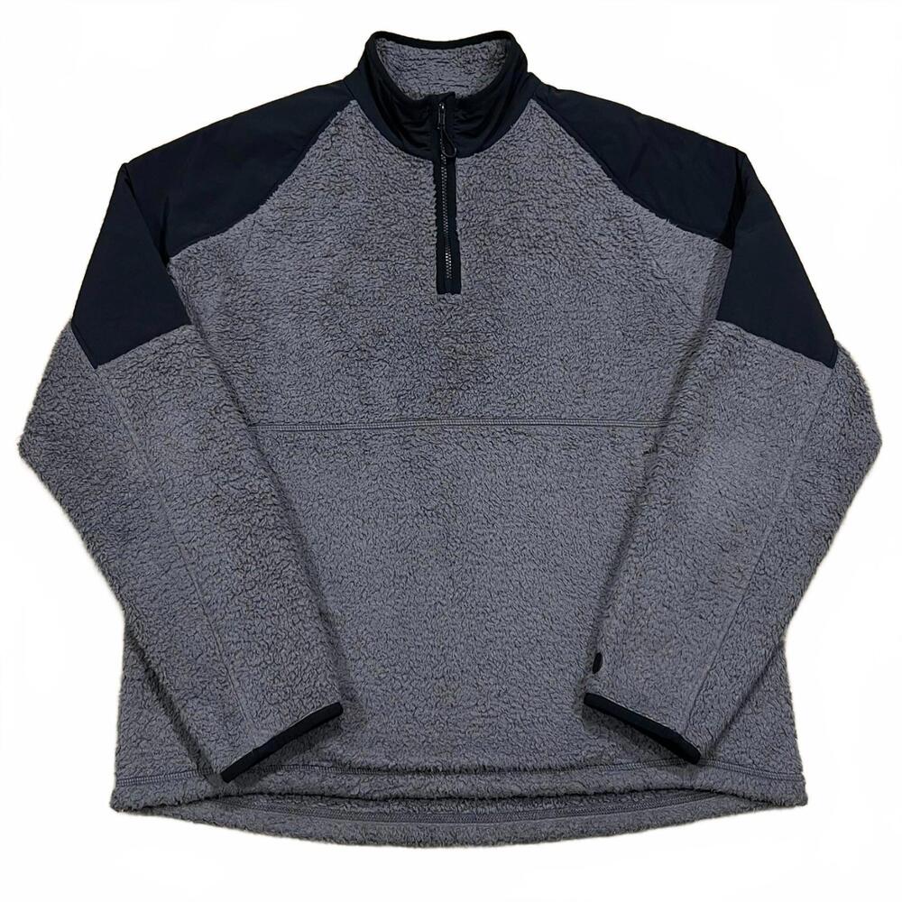 Outerknown Mens Skyline 1/2 Zip Popover Sherpa Fleece Gray Size Large